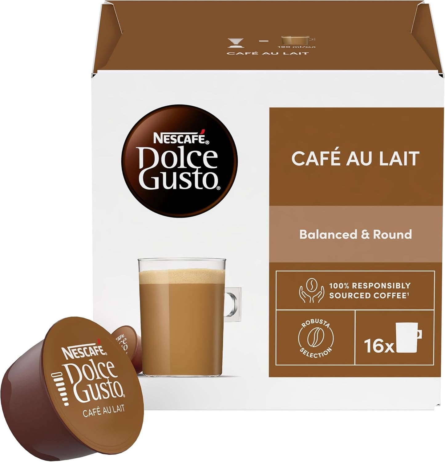 Nescafe Dolce Gusto – Dolce Gusto Café au Lait 16 KAPSLAR 160 g (X6)
