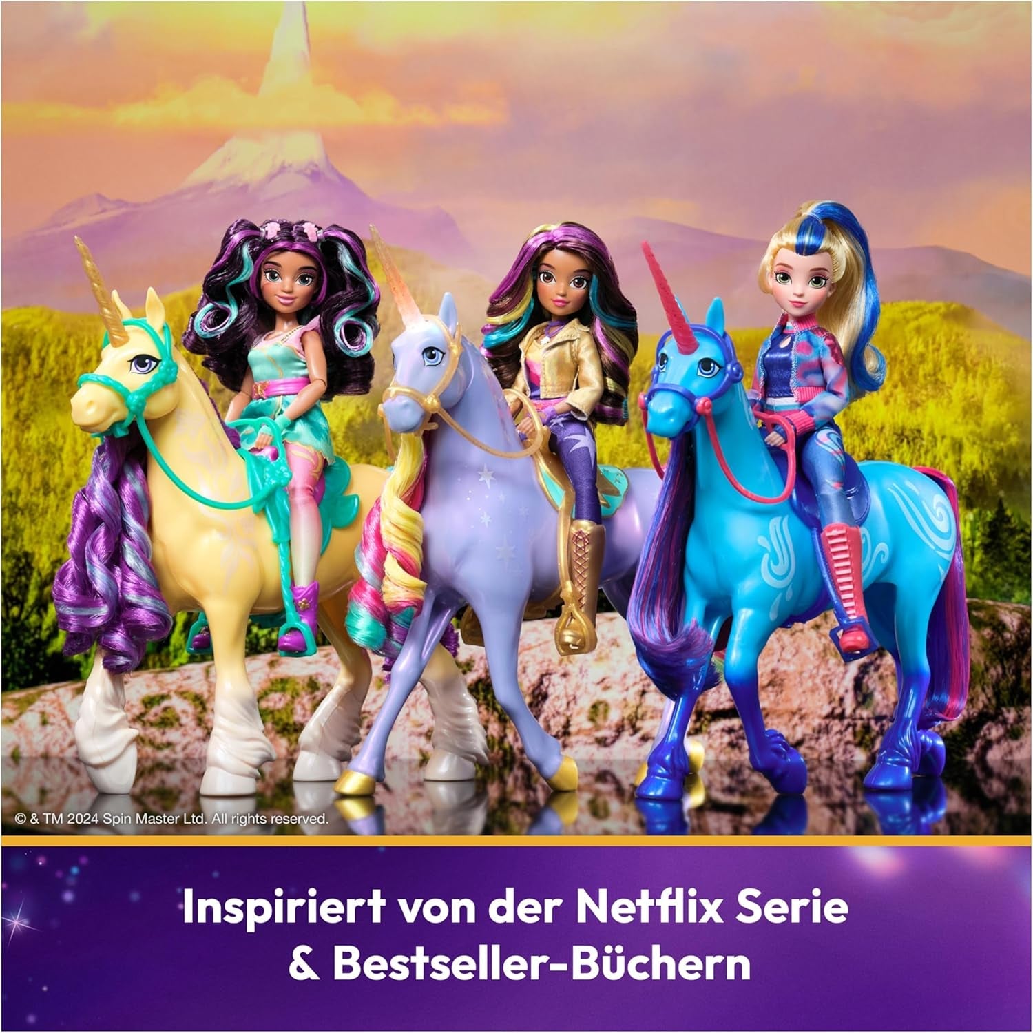 Unicorn Academy Ankleidepuppe Ava - die Originalpuppe zur beliebten Netflix-Serie, 24 cm bred och med 7 tillbehör för fantasifulla rollspel, för Kinder från 4 Jahren