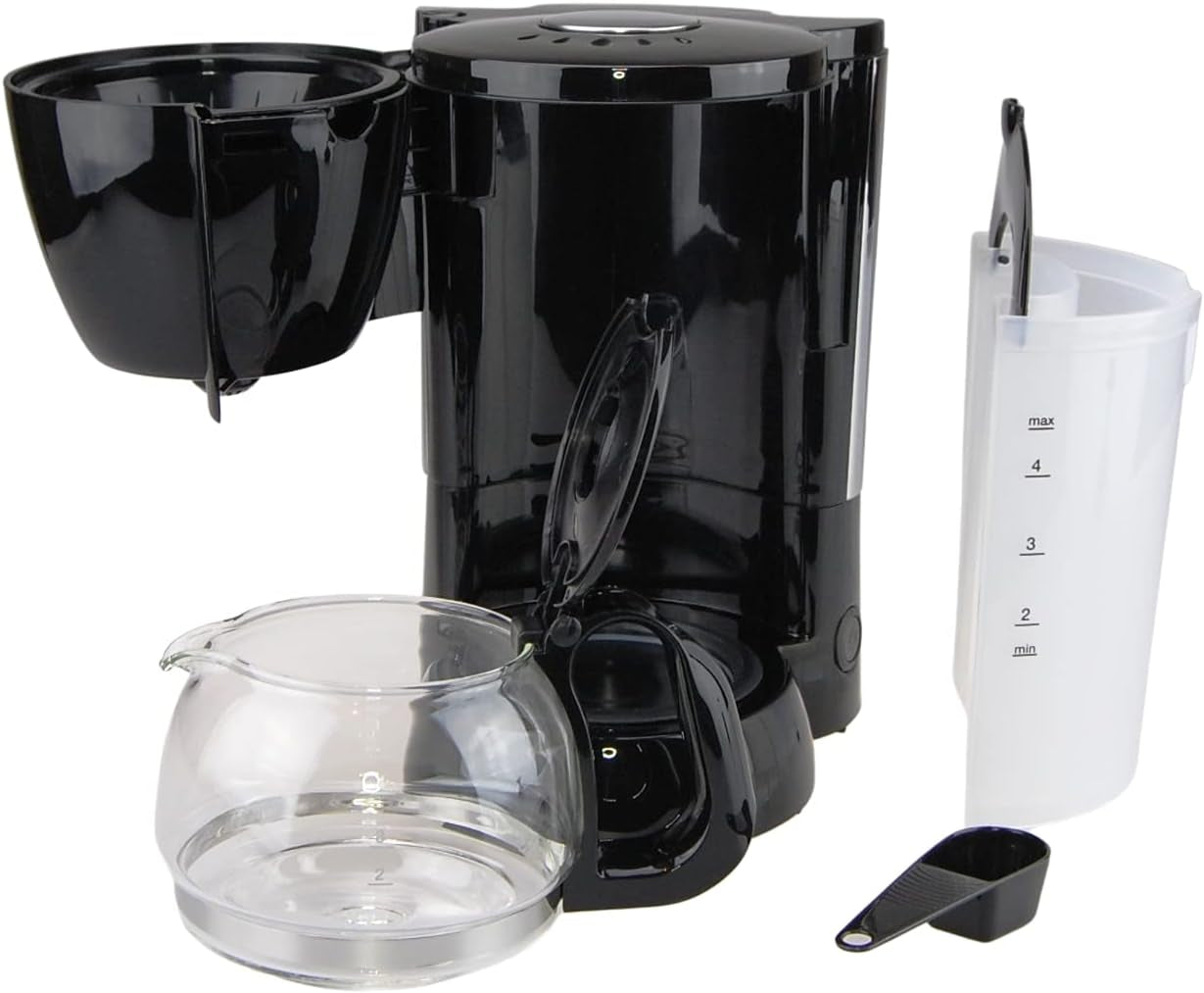Grovfilter kaffebryggare med glaskaraff KA 12,17 | 0,6 liter för 4 koppar kaffe | 600 watt | Svart - Rostfritt stål