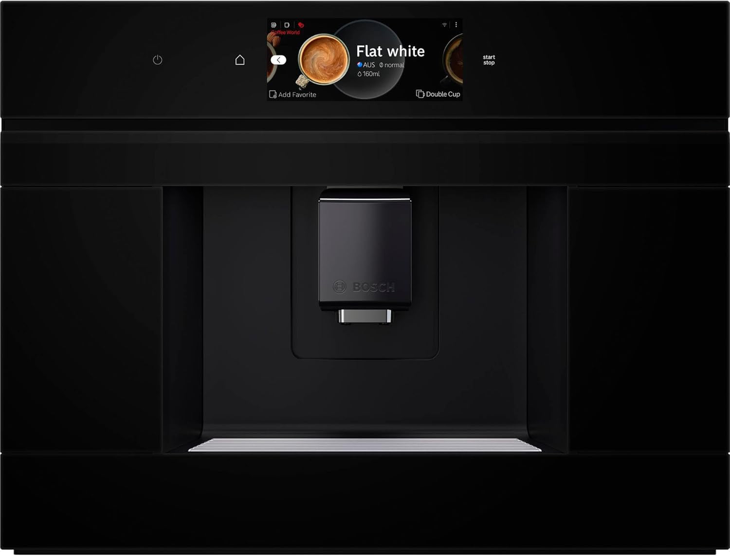 Bosch CTL7181B0, Series 8 Intelligent Inbyggd Automatisk Espressomaskin, 45,5 x 59,4 cm, TFT-pekskärm, Mycket tyst keramisk drivande kvarn, AutoMilk Clean Självrengöringsfunktion, 2,4 L Vattentank, Svart