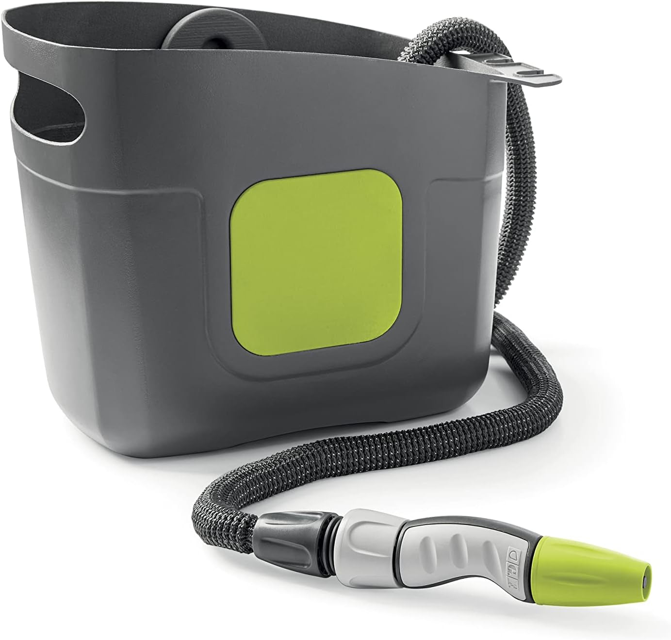 GF SRL, Aquapop Grey Pro 15, självförlängande flätad slang Tillverkad i Italien, med styv plastbehållare, ergonomisk mini trädgårdsspruta, trädgårdsbevattningsanslutningar, mörkgrå
