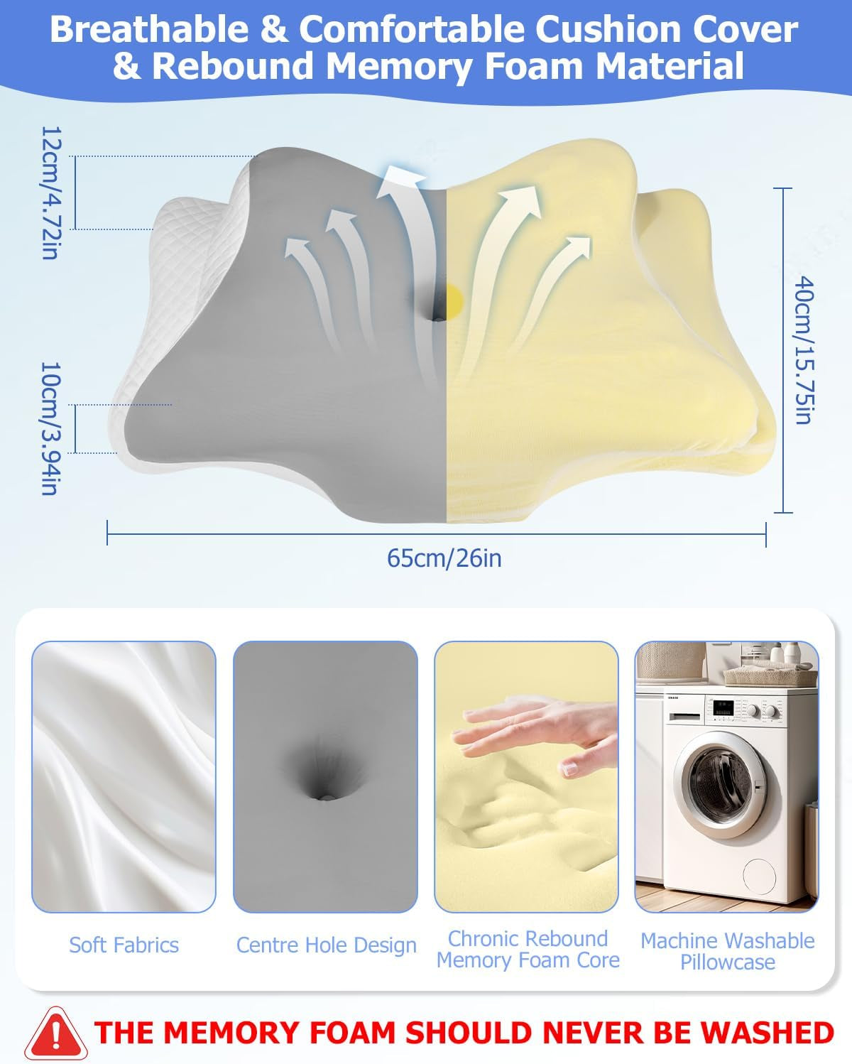 Ortopedisk kudde, sidostödskudde, nackstödskudde, nacksmärkkudde, kudde med memory foam, ergonomisk kudde, för rygg- och magstöd i sidled - fjärilsformade cervikala ortopediska kuddar Naty Shop