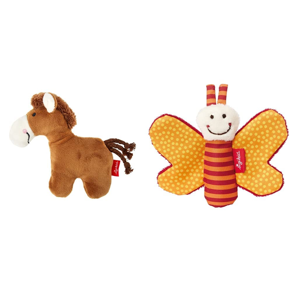 41174 Rattlesnake Red Stars Flickor och pojkar Babyleksak rekommenderas från födseln Brun & 41181 Red Stars Butterfly Catcher Toy Girls & Boys Babyleksak Rekommenderad från födseln Orange Bebe Naty Shop Toys Standardtitel