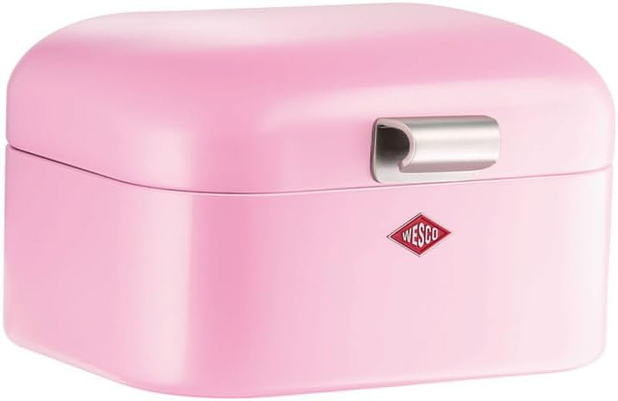 Wesco Mini Grandy brödbehållare i rosa, pulverlackerad stålplåt, ventilationshål och robusta handtag Matförvaringslådor Naty Shop Pink