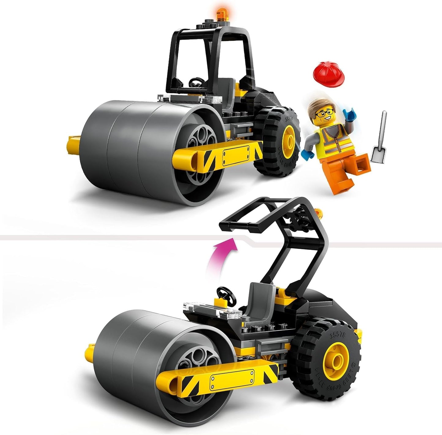 LEGO City Road Roller Construction Fordon för 5 år gamla barn Steam Roller Leksak med byggnadsarbetare Minifigur Fantasifull lekupplevelse för pojkar och flickor Liten rolig present 60401 Byggset Besuche den LEGO-Store