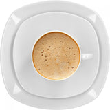 Van Well Lilli kaffeservering för 12, 36-delade fyrkantigt vitt porslinsservis med böjda kanter för ett perfekt arrangerat soffbord - Tål att diska i diskmaskin