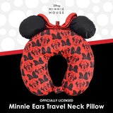 Full Concept One Disney Minnie Mouse rese-nackkudde med 3D-öron och fjäder för flygplan, bil och kontor, bekväm och andningsbar, röd/svart Naty Shop-resekuddar