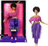 Barbie Signature Debbie Allen Tribute Collection Doll i off Shoulder-topp, guldbälte och lila fransbyxor och leggings, JBJ24