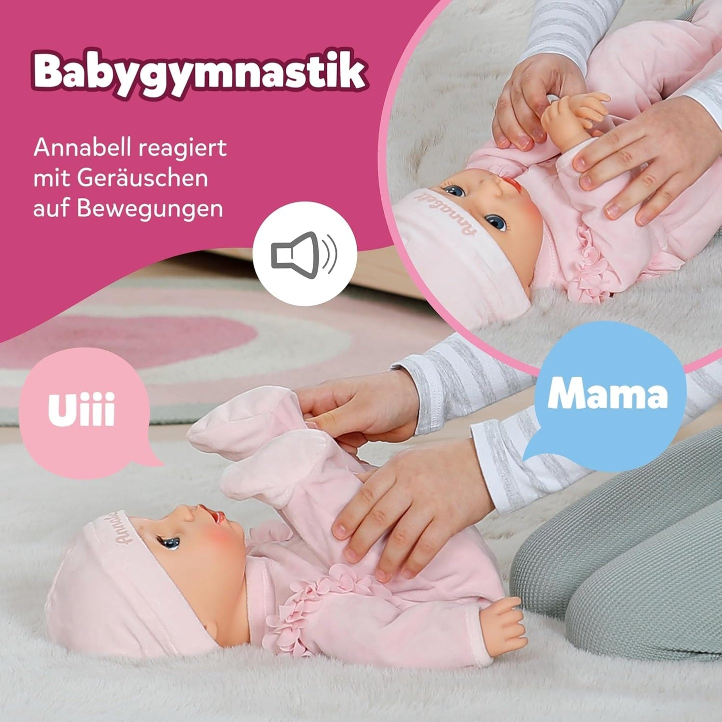 BABY Born Annabell 43 cm - Mjuk docka med 7 elektroniska funktioner och ljud - Lämplig för barn från 3 år och uppåt - Docka inkluderar tillbehör - Kräver batterier