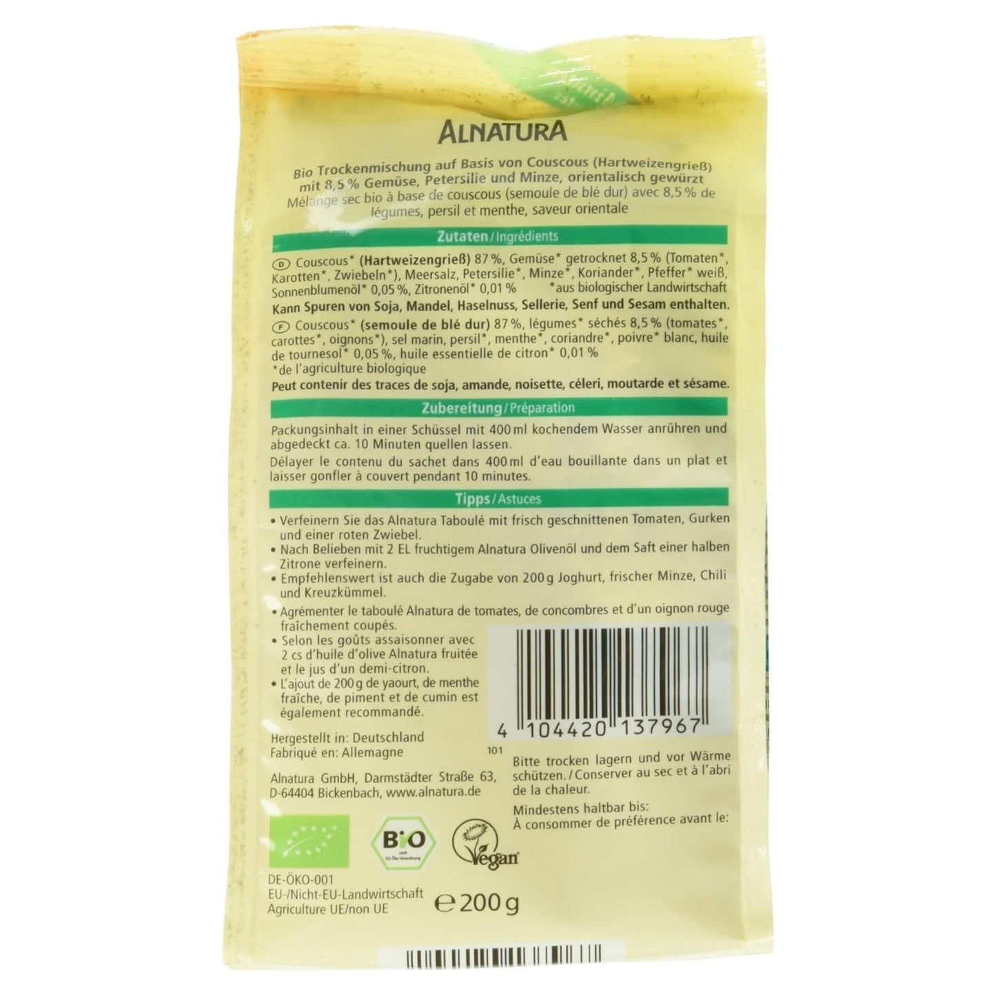 Bio Taboule-Couscous-sallad, 200 g