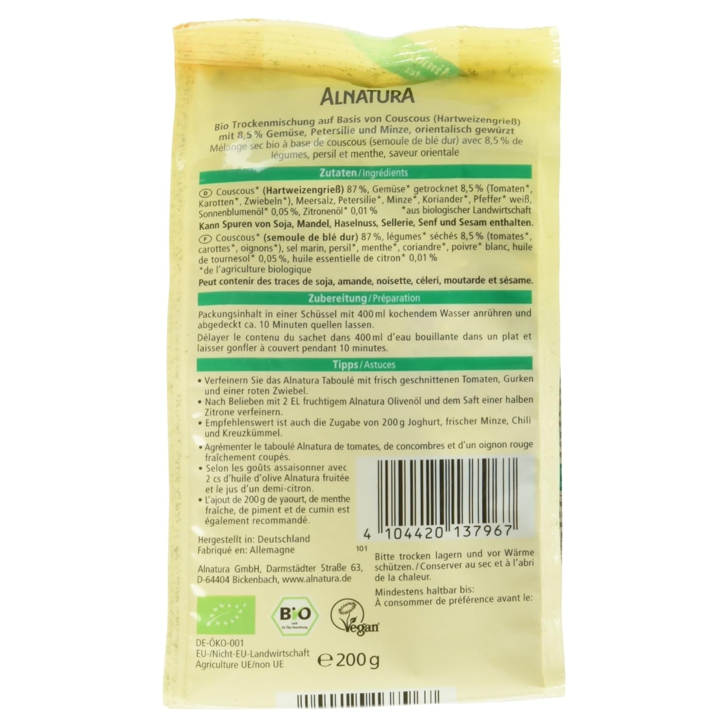 Bio Taboule-Couscous-sallad, 200 g