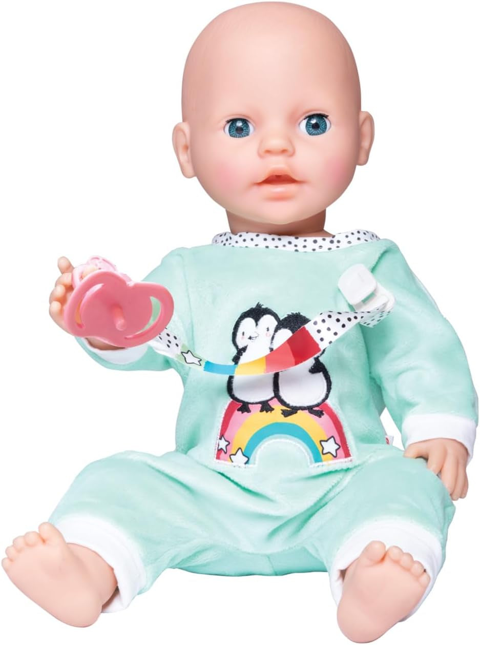 Heless 1181 - Polka Dot Penguin Design Doll Jumpsuit gjord av mjuk velour med högkvalitativ broderi, storlek 28-35 cm