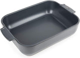 Peugeot Appolia Rechteckige Auflaufform Mit Griffen, Keramik, Schiefer / Grau, 7,2X31X21,7 Cm, Fassungsvermögen: Ca. 2 L, 60060 Formar och bakplåtar Naty Shop Schiefergrau