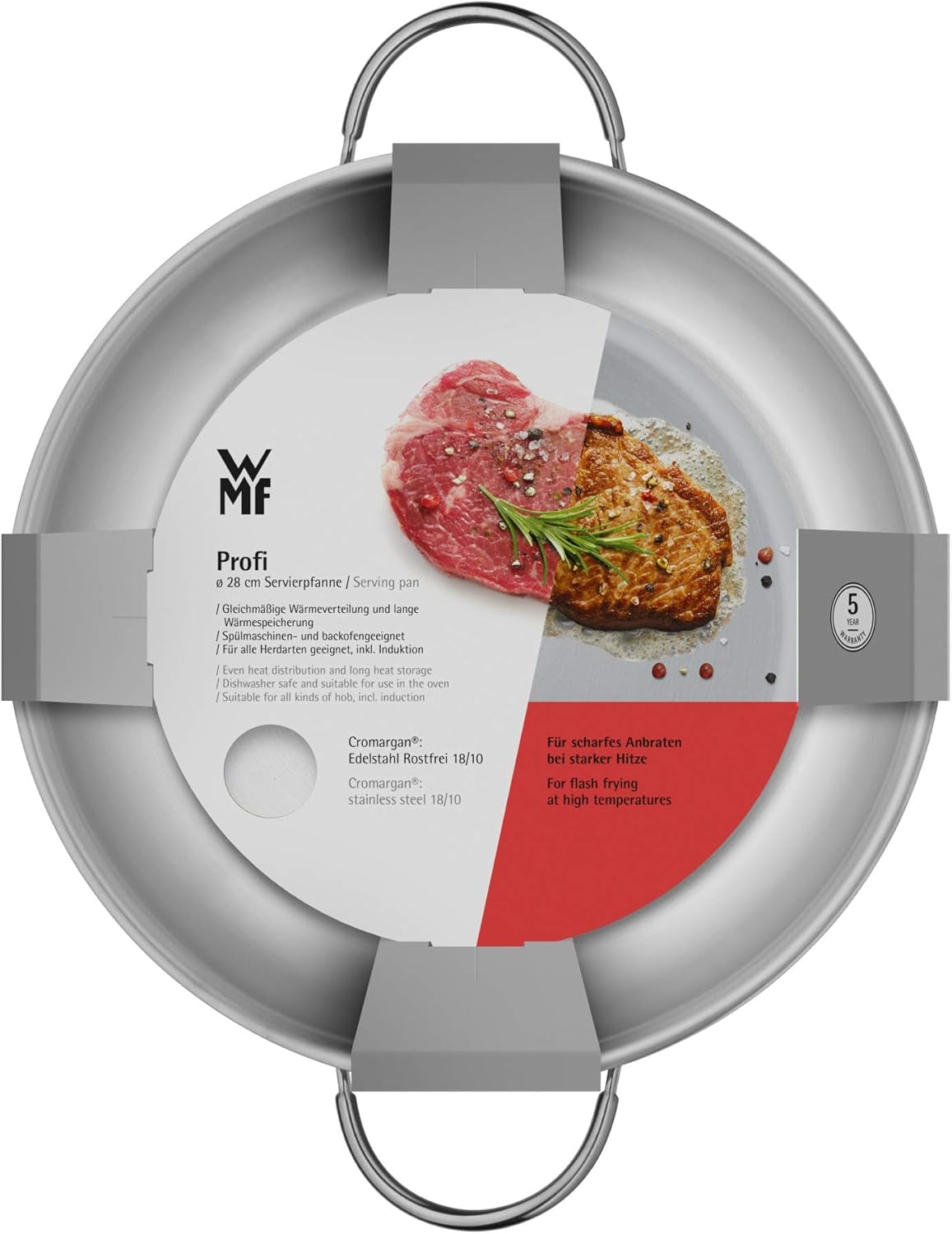 WMF Profi serverings-/stekpanna 28 cm induktion, Cromargan-panna i rostfritt stål, utan lock Grytor och stekpannor Naty Shop