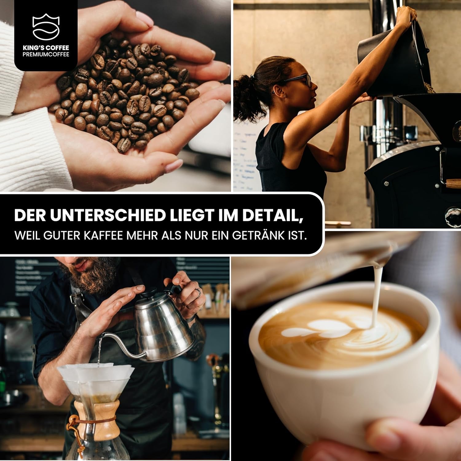 KING'S COFFEE - WHITE EDITION - lätt blandning 100% Arabica från Etiopien, Mexiko, Peru och Tanzania - liten sats rostning i Italien - hela espressobönor för portafiltermaskiner - 1 kg