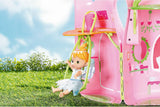 BABY Born Storybook Cottage, hopfällbart dockhus för 18 cm dockor med bord, öppen spis, schäslong och teleskop, rosa grön, 833803 Zapf Creation Dollhouses Naty Shop