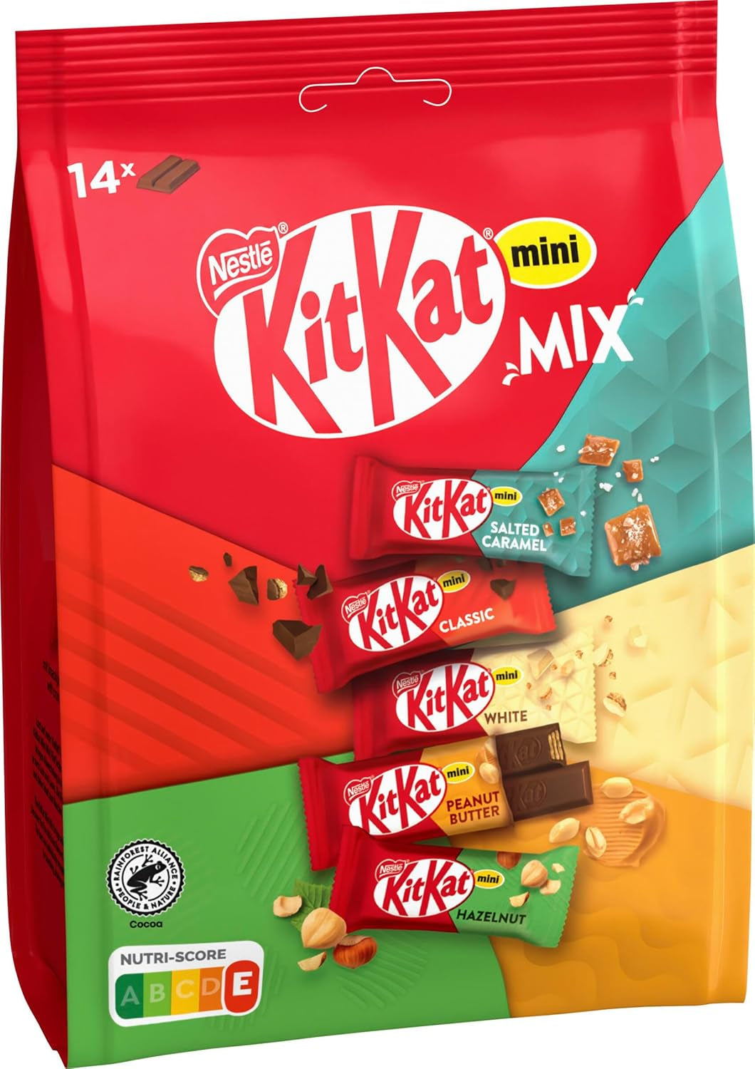 Nestlé Mini Mix KitKat chokladkakor Fem läckra smaker 14 barer 1 förpackning (1 påse x 197,4 g)