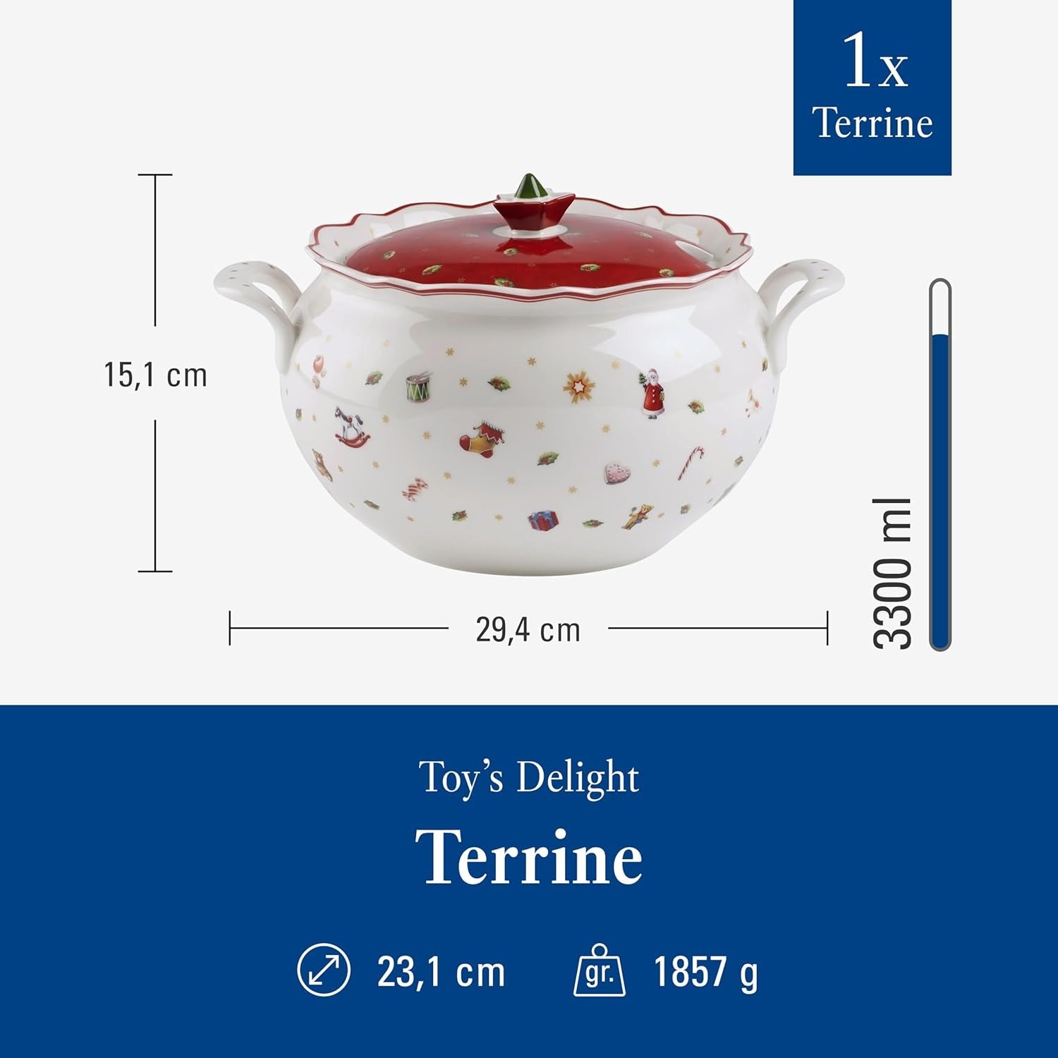 Villeroy & Boch Toy's Delight Terrine, 3 liter, premiumporslin, vit/röd