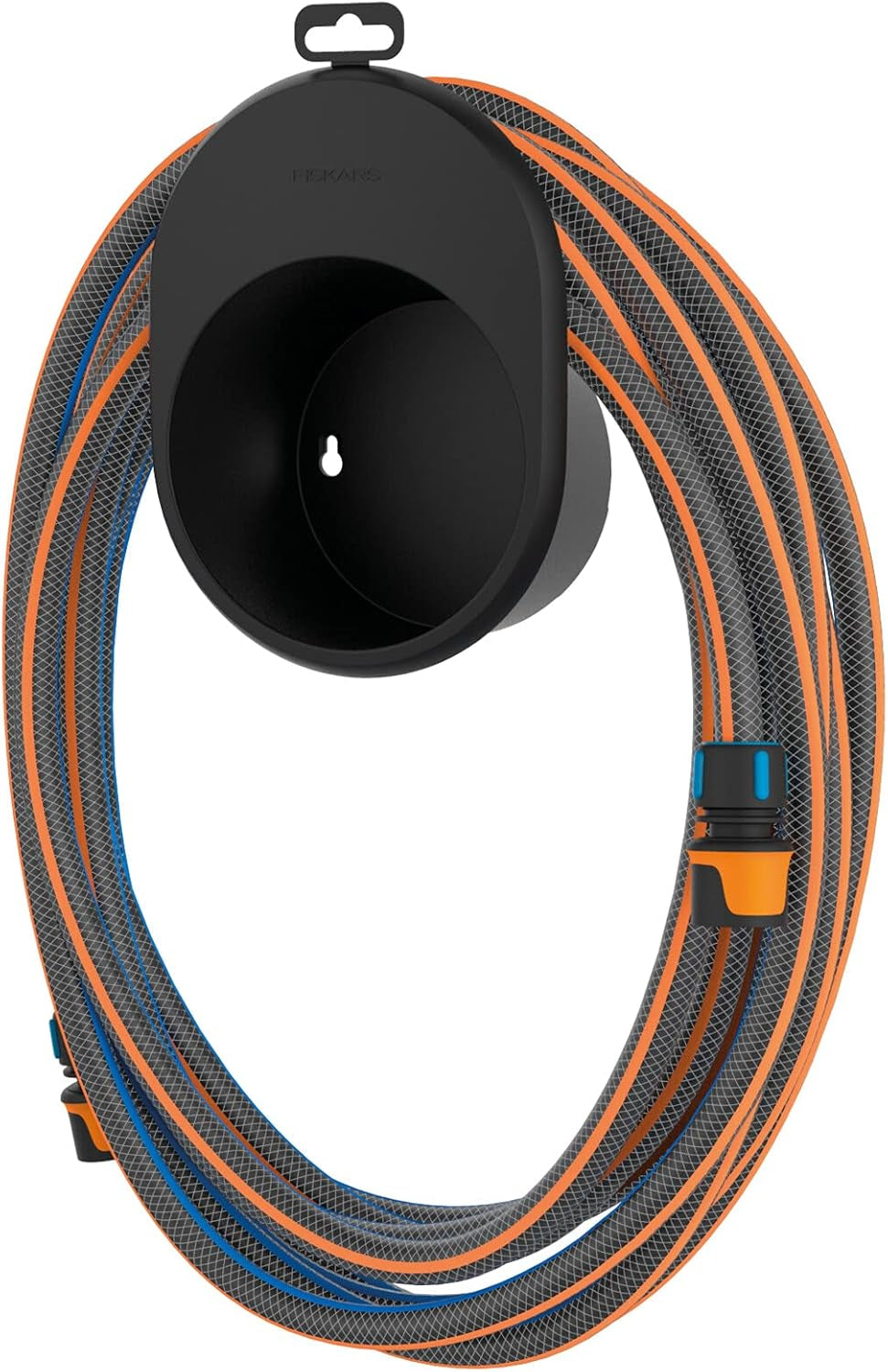 Fiskars vattenhjul vattenslangsats med 2 slanganslutningar och krananslutning, universell storlek, vridstyvhetsnivå 4 (av 5), 1,8 m, Ø1,3-1,5 cm (1/2-5/8"), svart/orange/blå, 1057621
