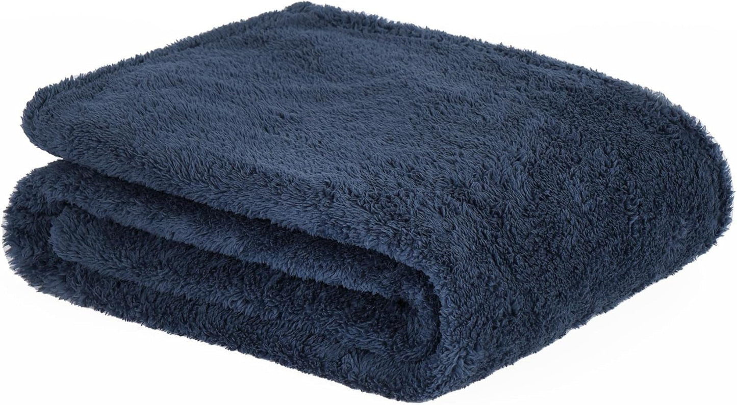 Brentford's Teddy Fleecefilt Stor sängfilt Plysch Supermjuk varm bäddsoffa Överkast Svart - 150 X 200 Cm Sängar och filtar Besuche den Brentfords-Store Marinblå 150 X 200 Cm
