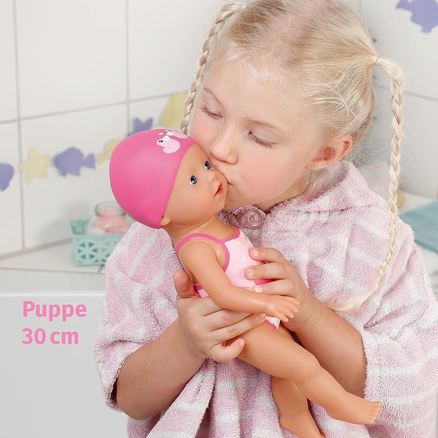 BABY Born My First Swimmer Girl - 30 cm docka - Baddocka med vridmekanism, vattentät - Fungerar utan batterier - Lämplig för barn från 1 år och uppåt
