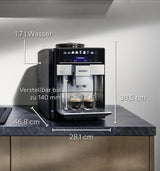 Automatisk espressomaskin Siemens EQ.6 plus s700 TE657503DE, för många kaffespecialiteter, mjölkskummare, keramisk kvarn, dubbel kaffefunktion, anti-kalk, automatisk ångrengöring, 1500 W, rostfritt stål