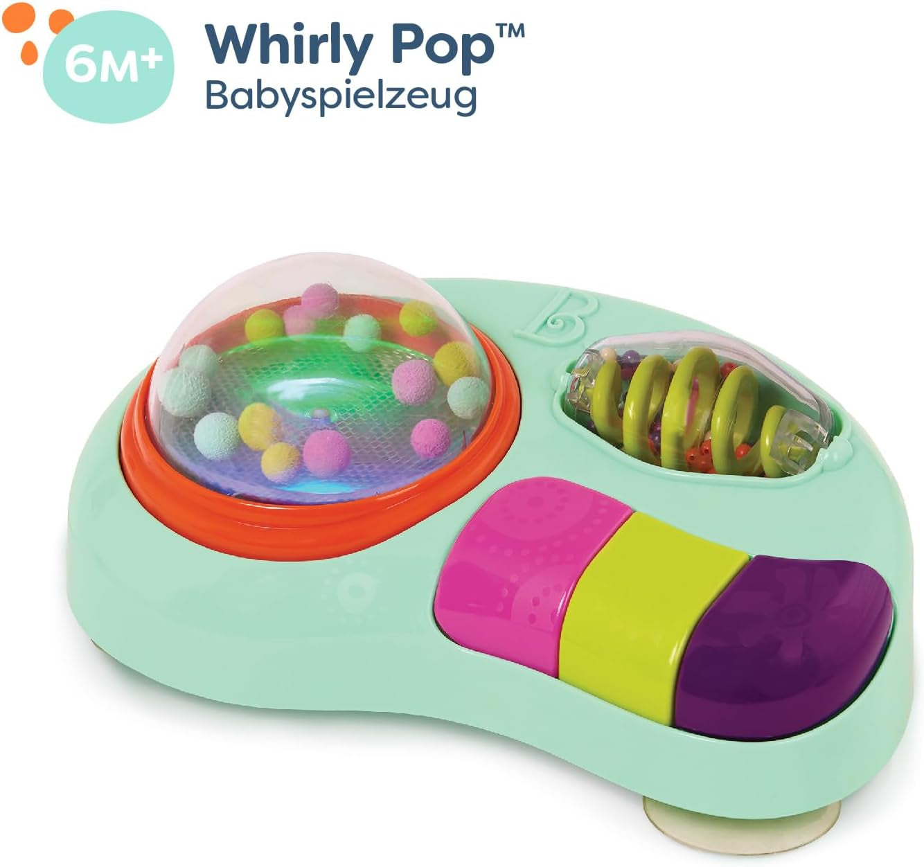 B. leksaker - Barnleksak för barnstol - Sugkoppsleksak med musik, ljus, ljud - Sensorisk leksak - Motorisk leksak för barn - från 6 månader - Whirly Pop Baby Toys Naty Shop