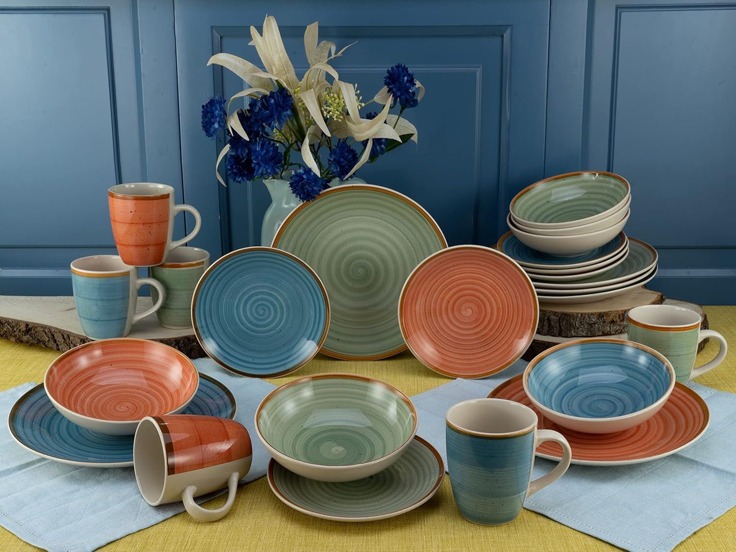 CreaTable, 22851, COUNTRY-serien, 24-delat servisset för 6, kombinerad porslinsservice, diskmaskin och mikrovågssäker, kvalitetstillverkning