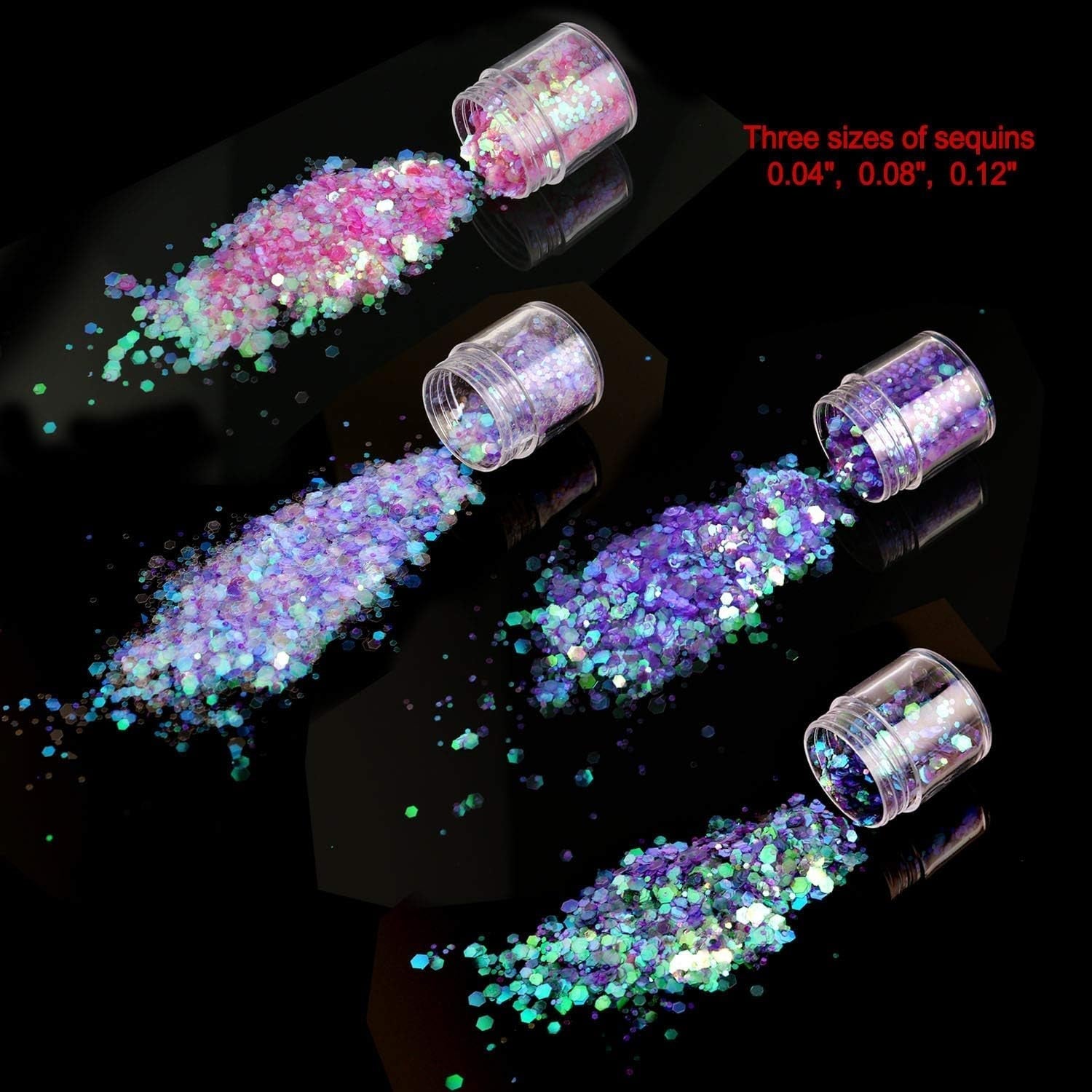 HOWAF 12 lådor Nail Glitter Ansikte Kroppsborste Glitter Smink Nagel Glitter Ögon Läpp Hår Kroppsdekoration Halloween Julfestival Maskerad Smink Tillbehör
