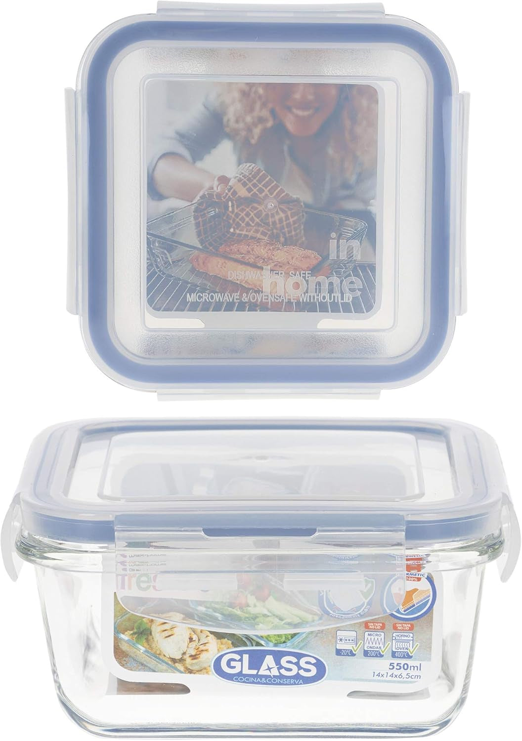 Max Home 8-packs glas lufttäta behållare Mikrovågsglas Lunchlåda Återförslutningsbara matbehållare 550ml klara lock Matbehållare (16538) Matförvaringslådor Naty Shop