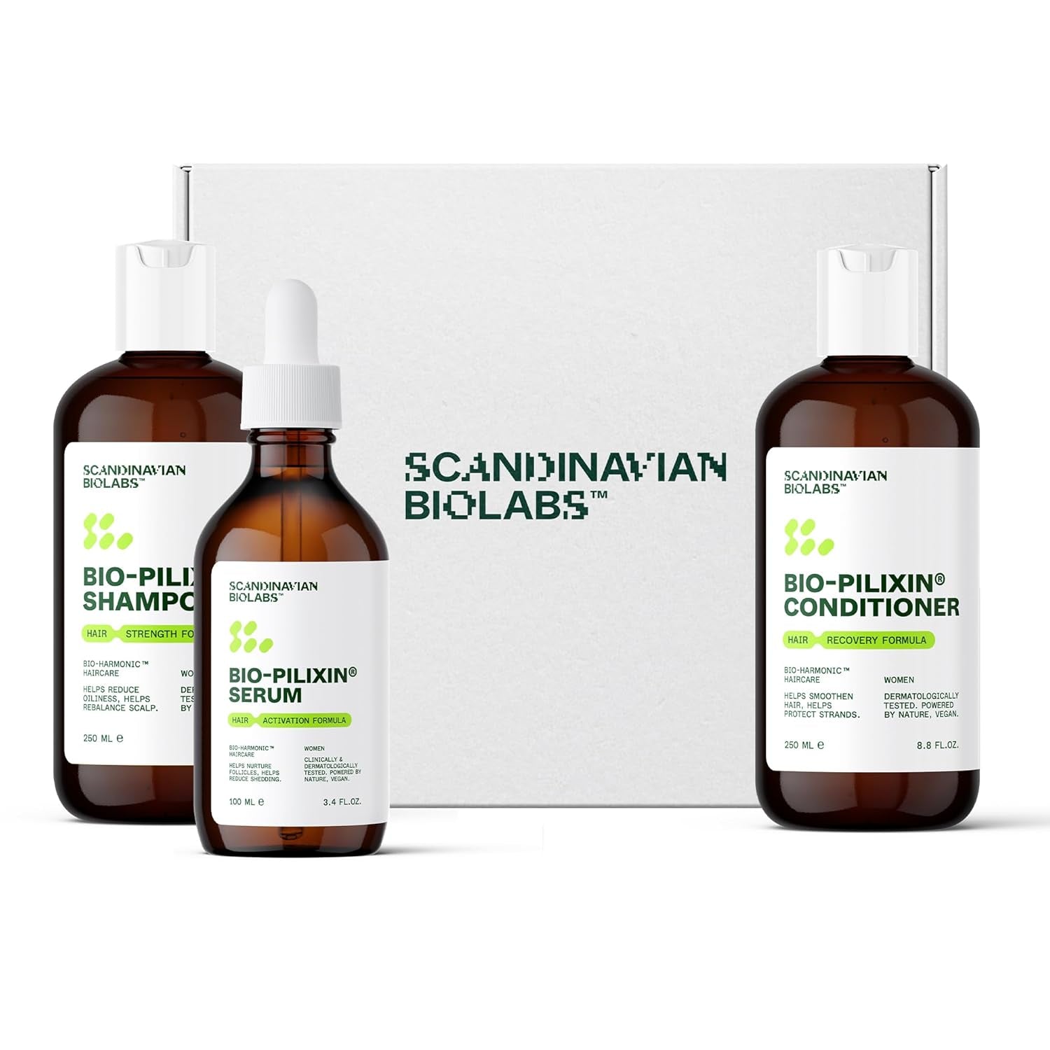 Scandinavian Biolabs hårtillväxtrutin för kvinnor med kliniskt bevisade resultat på 45 dagar | Behandling av håravfall (Bio-Pilixin) Naty Shop Bio-Pilixin hårvård