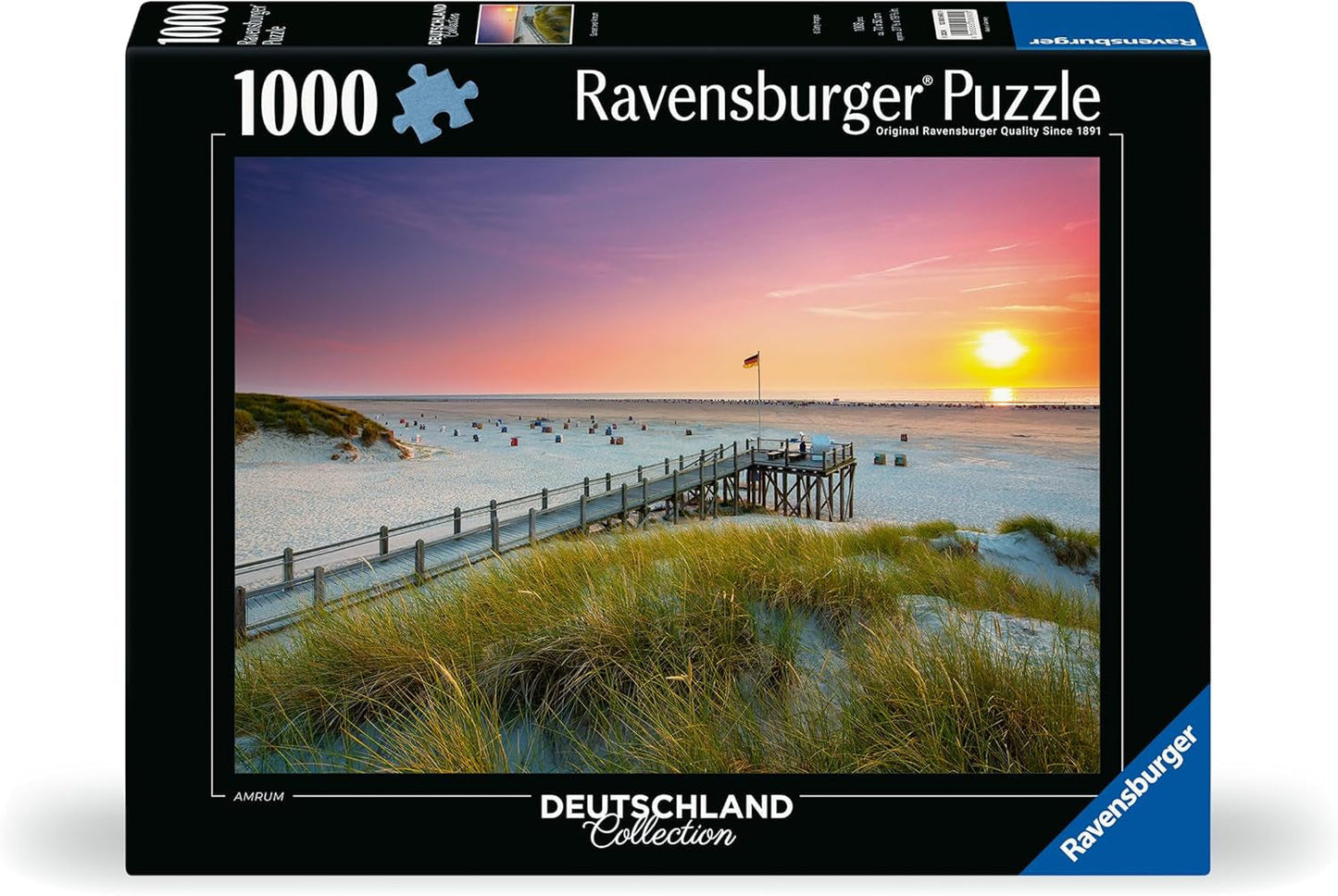 Ravensburger Pussel 12000690 - Solnedgång över Amrum - 1000 bitars pussel för vuxna och barn från 14 år, Nordsjöstrandpussel Pussel Naty Shop