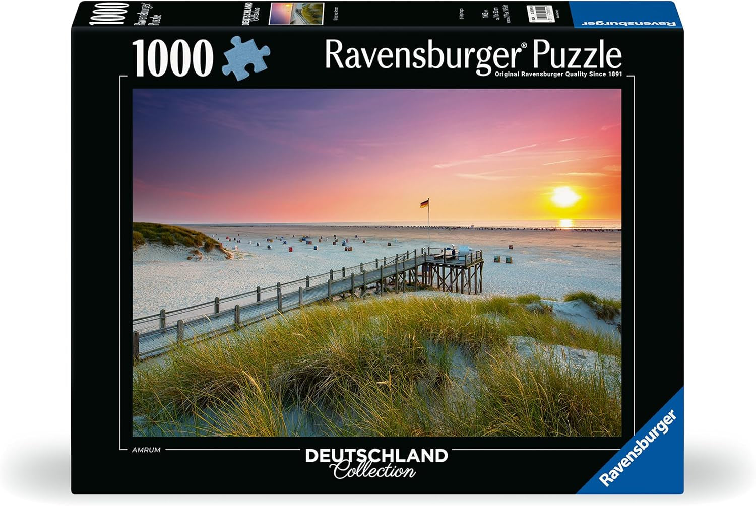 Ravensburger Pussel 12000690 - Solnedgång över Amrum - 1000 bitars pussel för vuxna och barn från 14 år, Nordsjöstrandpussel Pussel Naty Shop
