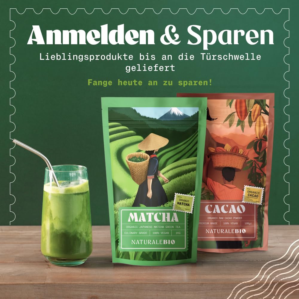 Naturalebio BIO Grönt tepulver 100 g. För matlagning och bakning. Original japansk matcha. Grönt te från Japan, veganskt, glutenfritt och icke-GMO. Naturlig ekologisk produkt.