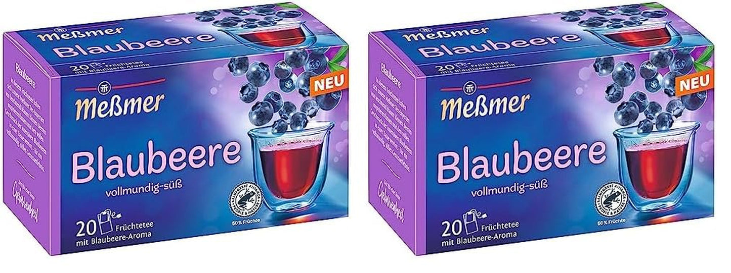 Meßmer blåbär | 20 tepåsar | Glutenfri | Laktosfri | Vegansk (2-pack)