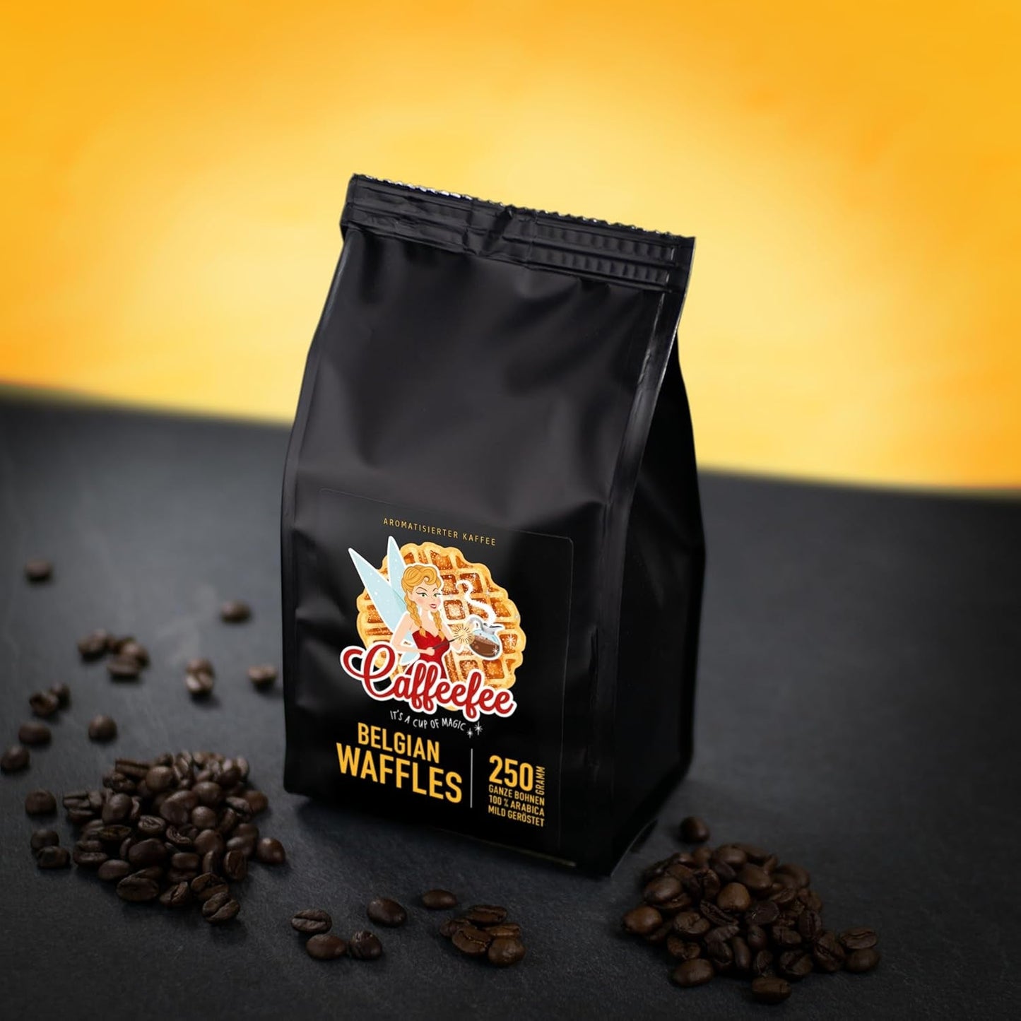 Caffeefee Belgiska våfflor Bohnen, 250 g, aromatisierter Röstkaffee