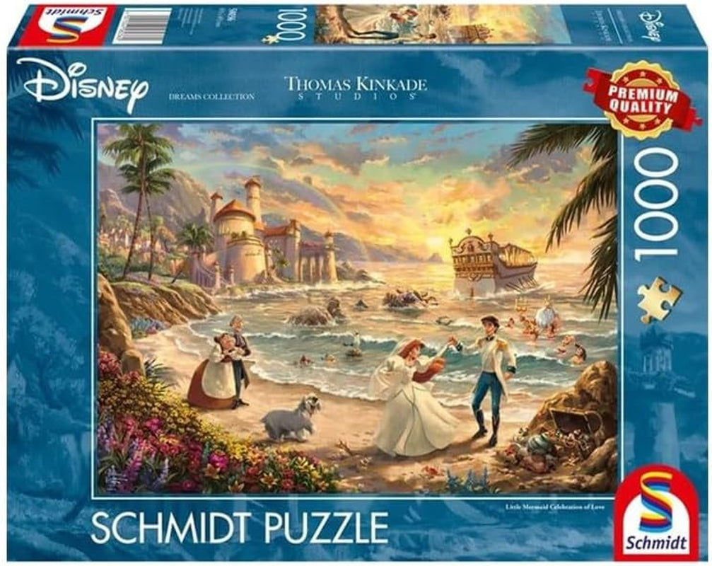 Schmidt Spiele 58036 Thomas Kinkade Disney Den lilla sjöjungfrun Kärlekens fest 1000 bitars pussel Naty Shop Standardtitel