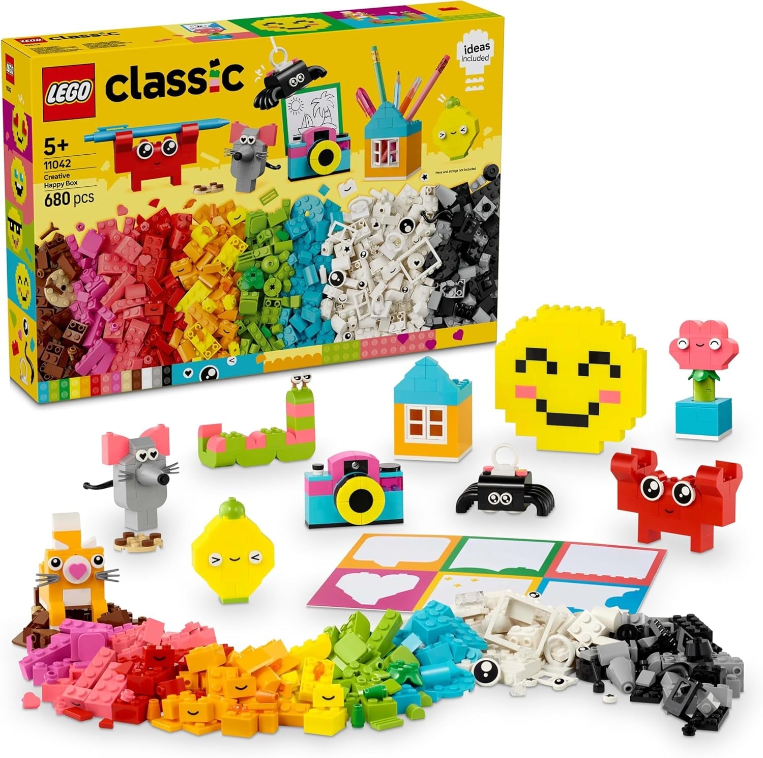 LEGO Classic Creative Fun Box, färgglada byggstenar för fantasifulla rollspel, Byggset för nybörjare, Leksaker för flickor och pojkar från 5 år, Rebuildable Models 11042 Byggset Besuche den LEGO-Store Standardtitel