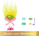 Mattel DREAMWORKS TROLLS United We Stand - Håriga överraskningar Viva Doll med ljusgult plyschhår och 3 överraskningstillbehör, för barn från 3 år och uppåt, HNF11
