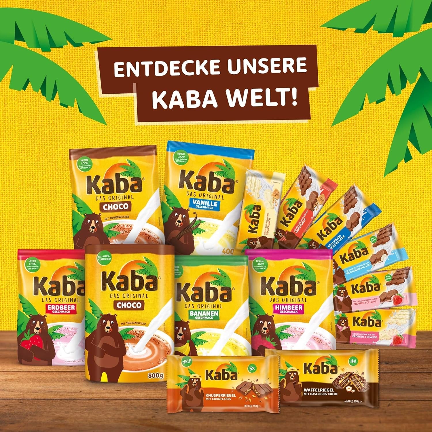 Kaba Neapolitan bars 40g, 4 knapriga bars fyllda med wafers och fin hasselnötskräm, i multipack med original Kaba-smak