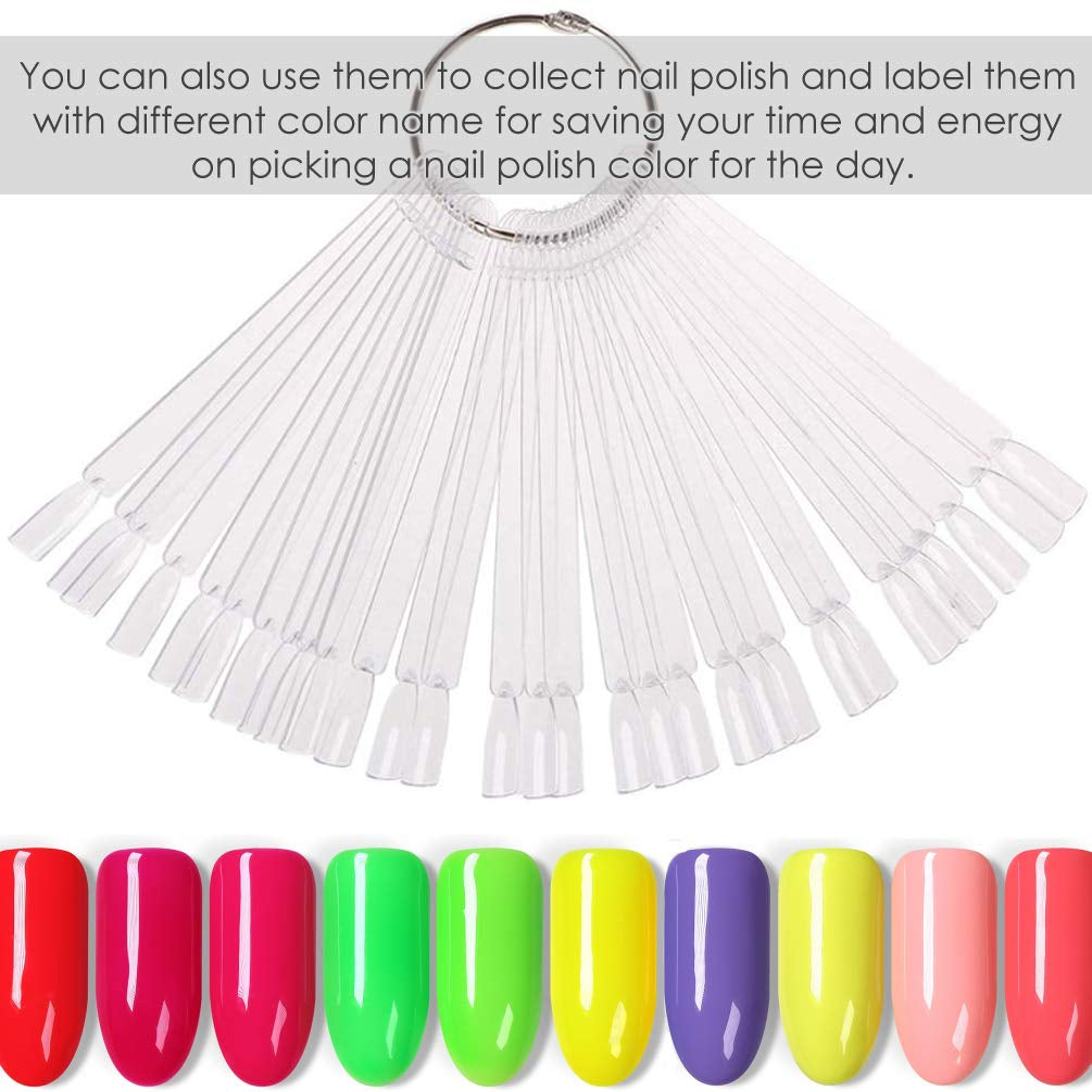 150 Stück Nail Art Tips Ring Stick, Transparent Farbe Karte Platten Nagelleck Display Ring Sticks, Nagel Salon Übungen Display Nagel tips