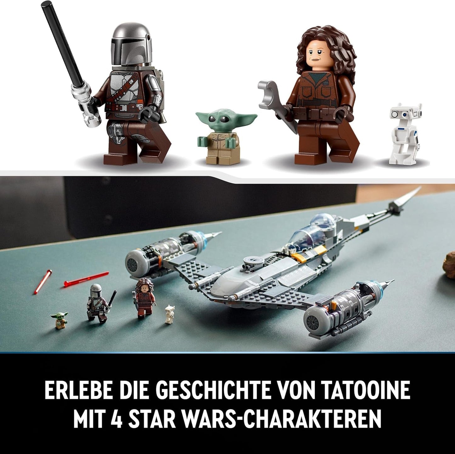 LEGO Star Wars Mandalorian Fighter N-1 från Boba Fetts bok Byggleksak med rymdskepp Set med 4 karaktärer inklusive Baby Yoda-figur 75325 Byggset Besuche den LEGO-Store