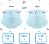 CutiePlusU vuxenblöjor, torr yta, maximal absorptionsförmåga över natten, inkontinensblöja för engångsbruk - blå, 2-pack (medium 71-96 cm)