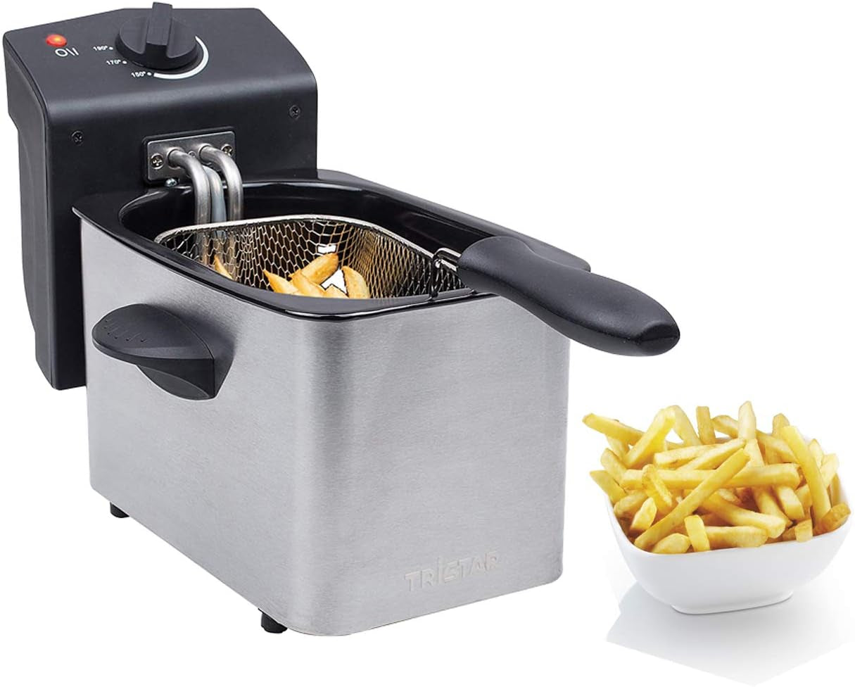 Tristar fritös i rostfritt stål - Med 2 liters kapacitet, kallzonsfunktion och justerbar termostat upp till 190°C, FR-6919, silver Vitvaror Naty Shop Standardtitel