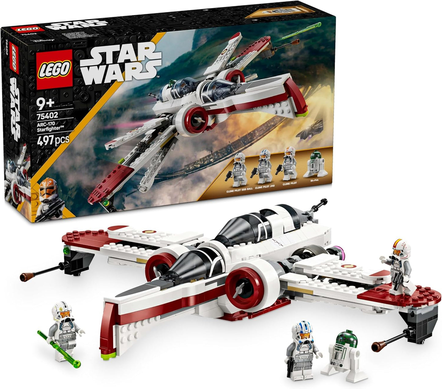 LEGO Star Wars 75402 ARC-170 Starfighter-leksak med 4 minifigurer inklusive klonpilot och R4-P44-droid, samlarobjekt, present till Revenge of the Sith-fans och pojkar och flickor i åldrarna 9+ Byggset Besuche den LEGO-Store standardtitel