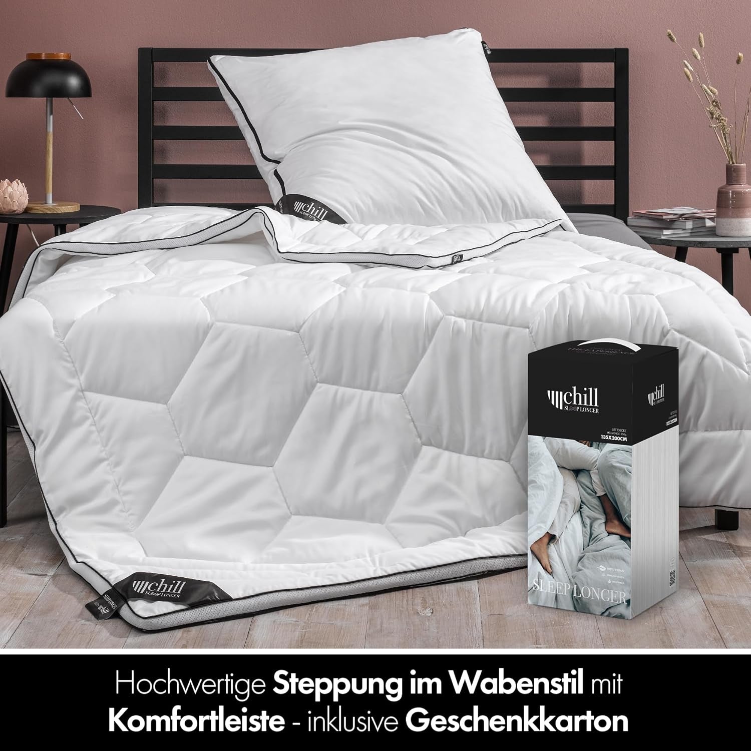 4 Seasons Quilt 135X200-2 i 1 All-Season Quilt 135X200 - Andningsbart, tvättbart och veganskt täcke - Duotäcke med komfortband för att sova - 500G & 700G fyllnadstäcken och täcken Naty Shop