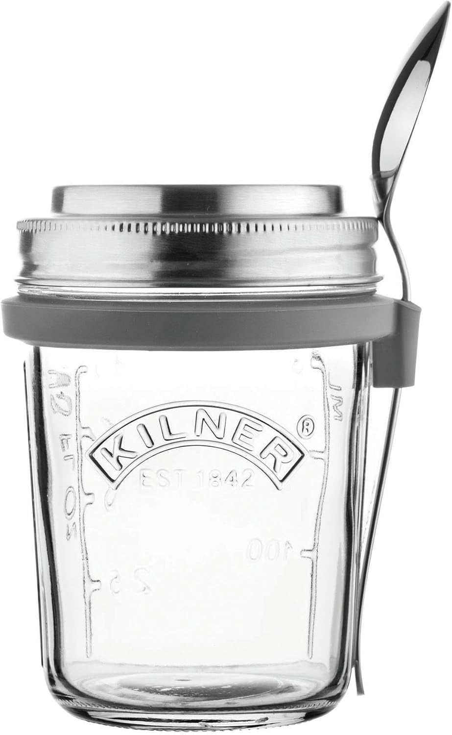 Kilner frukostburk med sked / 350 ml, Ø 9,5 cm / 5 st | takeaway müslikopp / giftfri / glasbehållare med lock för müsli, gröt och yoghurt / havrebehållare över natten Mat Förvaringsboxar Naty Shop Frukostkopp