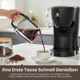 1,25L filterkaffebryggare för 10 koppar filterkaffe, diskmaskinssäker glaskaraff, termos, anti-droppsystem, automatisk avstängning, 600W, vattenfritt kokskydd för hem och kontor