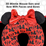 Full Concept One Disney Minnie Mouse rese-nackkudde med 3D-öron och fjäder för flygplan, bil och kontor, bekväm och andningsbar, röd/svart Naty Shop-resekuddar