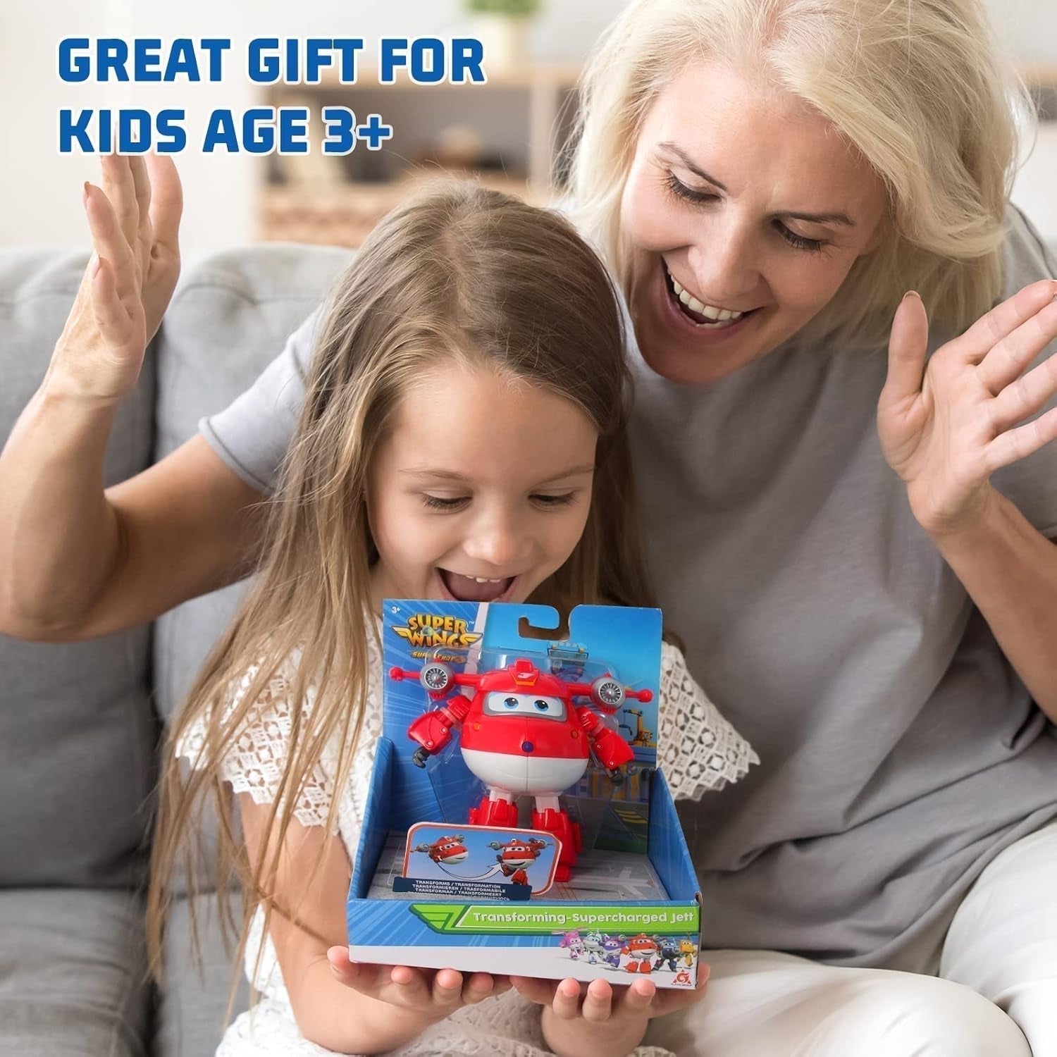 Super Wings 5" Transforming Characters 2-pack Transforming Supercharged Jett + Tino Transformer Toy för pojkar och flickor i åldrarna 3+ Röda actionfigurer Naty Shop